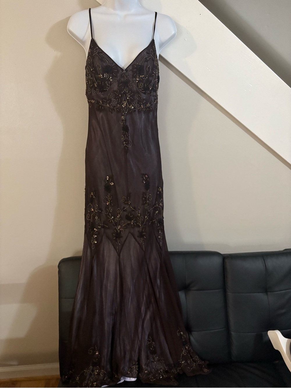 Adrianna Papell Evening brown and purple silk dress size 12